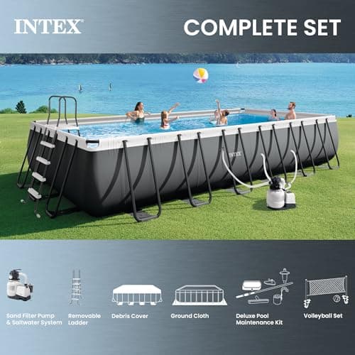 INTEX Ultra XTR 24 ft x 12 ft 52 in Above Ground Pool Set, Rectangular Swimming Pool with Sand Pump, Saltwater System, Maintenance Kit, & Volleyball Game — view 4