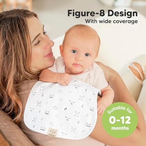 Organic Burp Cloths Baby Boy & Girl, 5-Pack Cotton Burp Rags (Nordic) — view 2