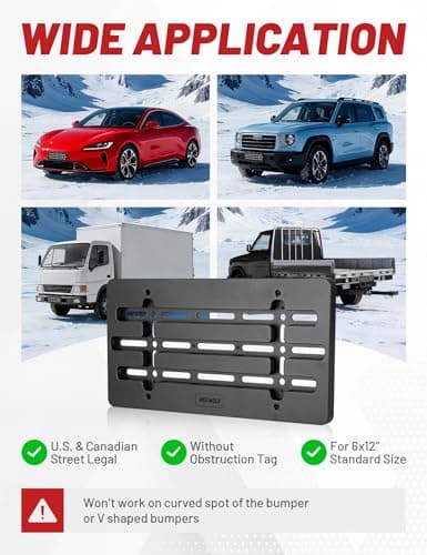 RED WOLF Front License Plate Holder No Drill Holes Frame Mounting, License Plate Tag Bracket with Zip Ties Anti-Theft Screws Installing Kit, Universal for Cars Trucks SUV Front Rear Bumper Frame — view 7