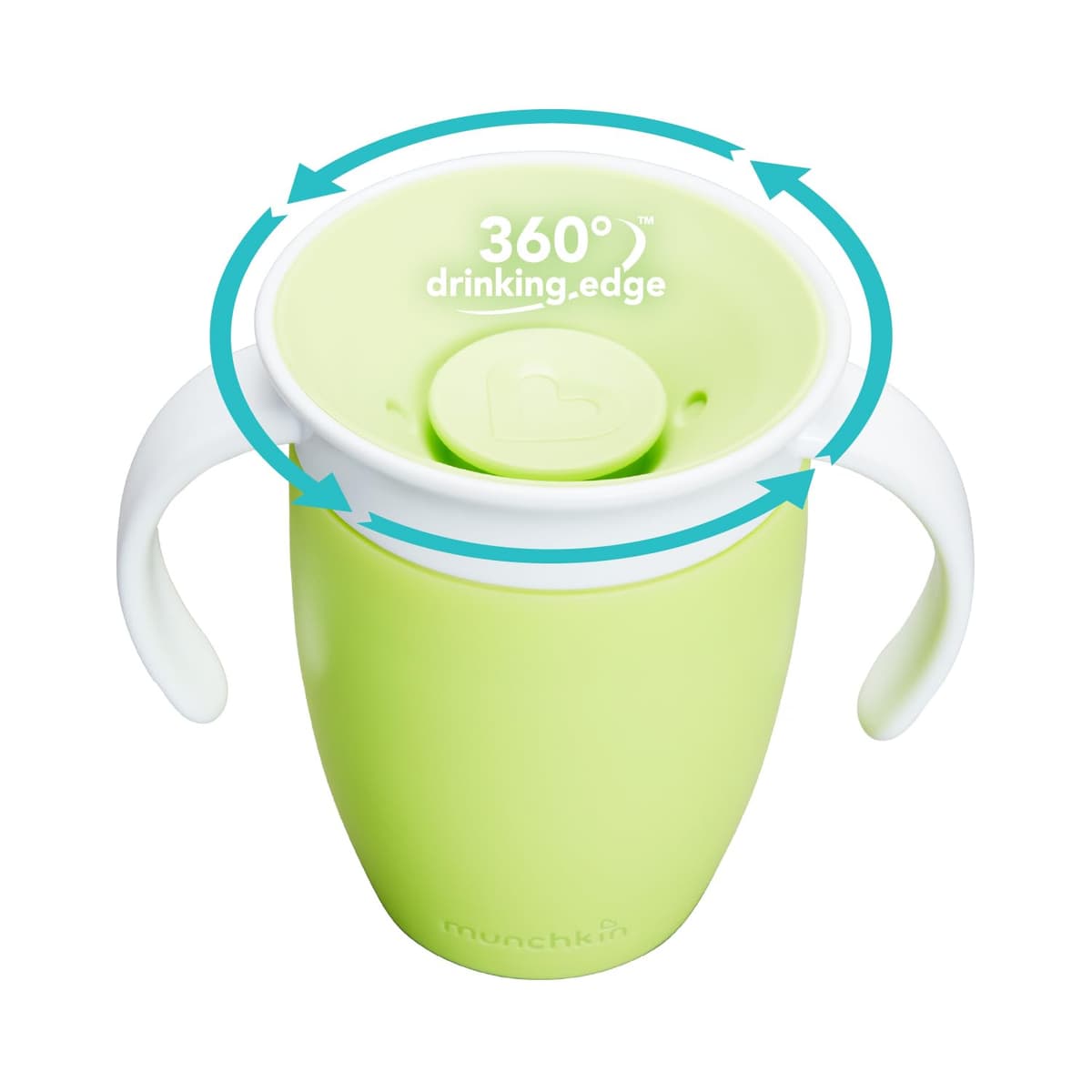 Munchkin Miracle 360 Sippy Cup | Trainer Toddler BPA Free Baby & Toddler Cups w.Handles | Non Spill | Dishwasher Safe Baby | Leakproof | 6+ Months| 7oz/207ml | 2 Pack | Blue/Green — view 2