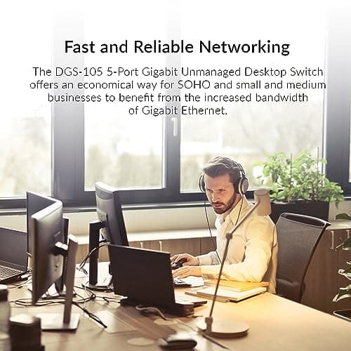 D-Link DGS-105 5-Port Gigabit QoS Switch Metal Chassis Jumbo Frames — view 2