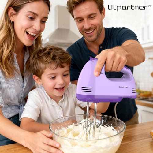 LILPARTNER Hand Mixer Electric, 7*Speed 5 * 304 Accessories, Light Purple — view 3