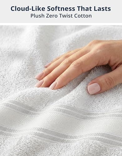 LANE LINEN Luxury Bath Towels Set - 12 Piece Set, 100% CottonBathroom Towels, Zero Twist, Shower Towels, Extra Absorbent Bath Towel, Super Soft, 4 Bath Towels, 4 Hand Towels, 4 Wash Cloths - White — view 4