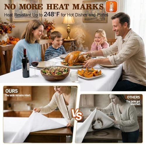 Heavy Duty Table Protector Pad with Flannel Backing for Dining Room, Waterproof Vinyl Tablecloth Easy to Clean & Trim, Scratch & Heat Resistant Table Cover, Reusable Pad 72" x 54" Rectangular — view 3