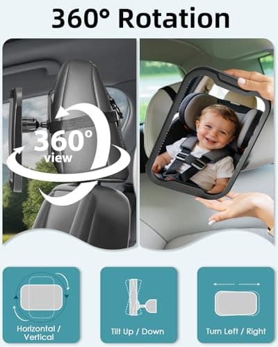 Zacro Baby Car Mirror, Shatter-Proof Acrylic Baby Mirror for Car, Rearview Baby Mirror-Easily to Observe The Baby's Every Move, Safety and 360 Degree Adjustability — view 4