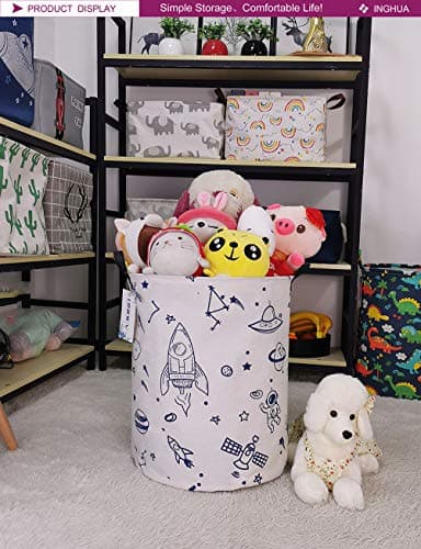 INGHUA Laundry Hamper Canvas Fabric Lightweight Storage Basket — view 2
