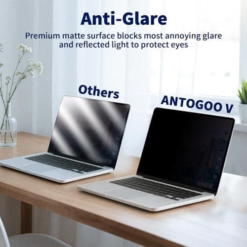 Magnetic Privacy Screen for MacBook Air 13.6/13 Inch (2022-2026, M2, M3, M4, M5), Removable Matte Laptop Privacy Screen Anti Glare Blue Light Filter - Anti-Spy for Mac 13in Protector — view 2