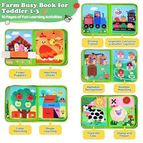 Letapapa Farm Busy Book for Toddlers 1-3, Montessori Toys Gifts for 1 2 Year Old Boys Girls, Educational Learning Toys for 1+ Year Old, Busy Board Quiet Activity Book Toddler Travel Toy — view 2