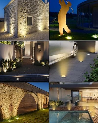 btfarm Solar Ground Lights, 10 Pack 8LED Solar Lights Outdoor Waterproof Garden, Pathway Lights Solar Powered in-Ground Lights, Disk Lights Landscape Lighting for Lawn Patio Yard Driveway, Warm White — view 6