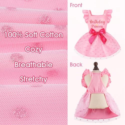 Dog Straps Holiday Dress (S (Back: 12.2",Chest: 14-16", 6.5-12lbs), Birthday Princess) — view 4