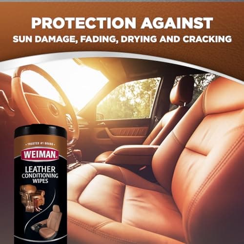 Weiman Leather Wipes - 2 Pack with Microfiber Cloth - Clean Condition UV Protection Help Prevent Cracking or Fading of Leather Couches Car Seats Shoes — view 5