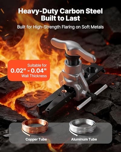 VEVOR Flaring Tool HVAC, 45° Eccentric Single Flaring Tool for 3/16" - 3/4" Copper Aluminum Tubes, Copper Pipe Flare Tool Kit for Refrigeration Air Conditioner Repair - Toolbox Included — view 4