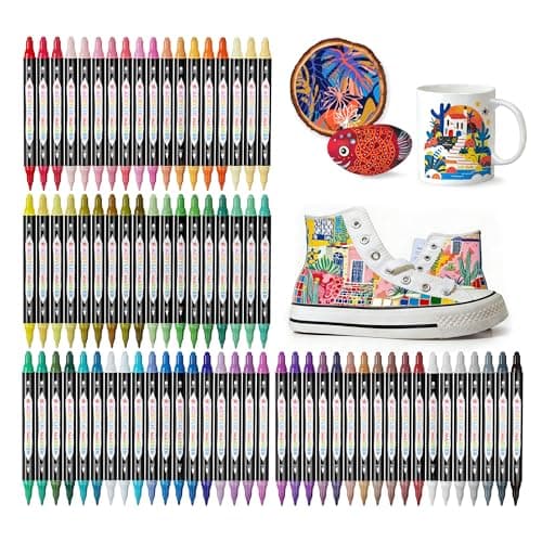 TBC The Best Crafts Acrylic Paint Markers, 72 Colors Dual Tip Dudu Head Paint Markers – Waterproof, Non-Toxic
