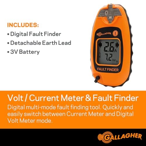 Gallagher Smartfix Fence Volt & Current Meter | Fault Finder for Electric Fencing | Digital Display with Directional Arrows | Measures Voltage, Amperage & Short Location | Saves Time on Repairs