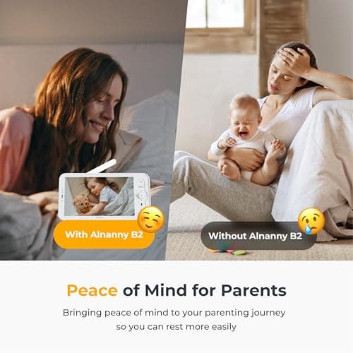 Arenti Baby Monitor, Smart WiFi 6 Baby Camera with 5-Inch Upgraded Wireless Display, 360° View, Auto-Night Vision, Temperature Sensor, Sound & Motion Detection, 2 Way Audio, VOX Mode (B2) — view 3