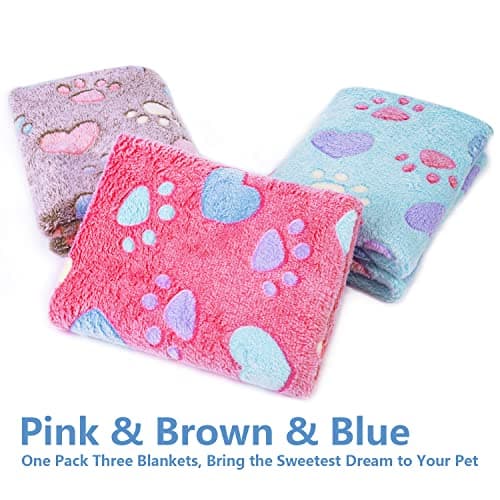 LeapSheep Pet Blankets for Dogs Cats - 3Pack Heart Pattern Super Soft Fluffy Dog Blankets for Small Medium Large Doggy Kitten (Heart, Small)