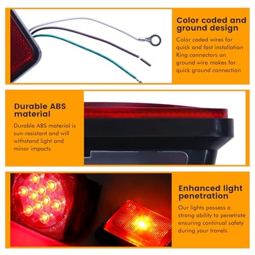 MAXXHAUL 70205 Trailer Light Kit - 12V All LED, Left and Right Waterproof Submersible for Trailers, Boat Trailer Truck Marine Camper RV Snowmobile, Red — view 6