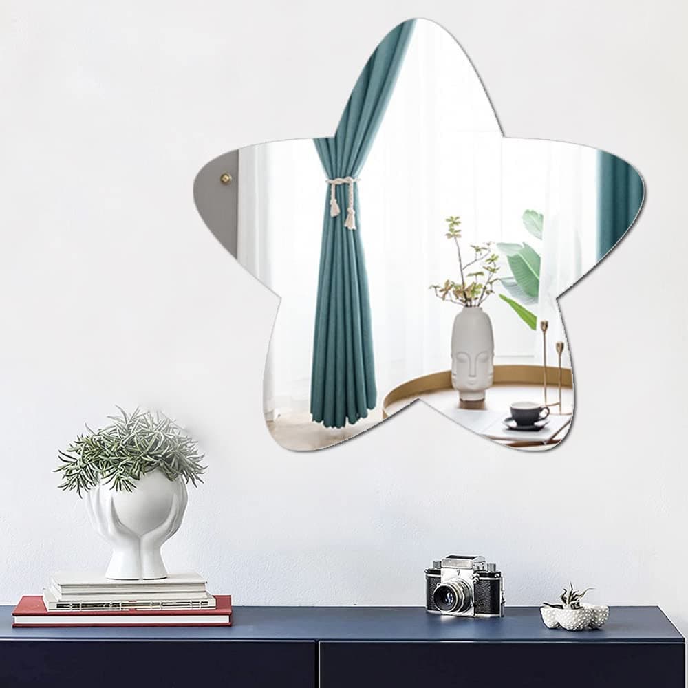 Large Wall Acrylic Mirror, Bathroom Star Mirror for Walls Wall-Mounted Mirrors for Make Up Vanity Baby Room Mirror Living Room Entryway Bedroom Kindergarten Decor Festival Stickers Decoration — view 7