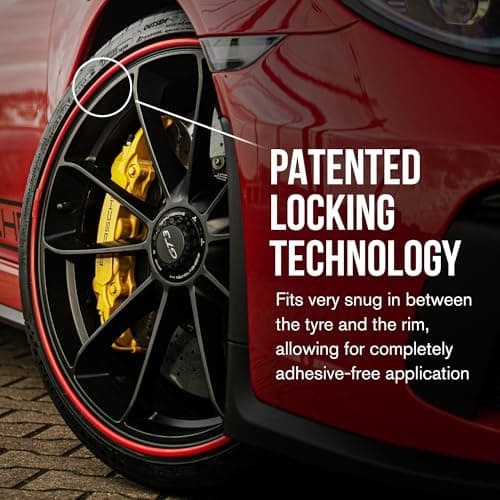 AlloyGator Black Rim Protector for Car Wheels (Fits 12-24" Wheel Diameter) - Pack of 4 Premium Alloy Wheel Protector to Avoid Scratches & Scuffs - Adhesive Free Curb Rash Rim Protectors