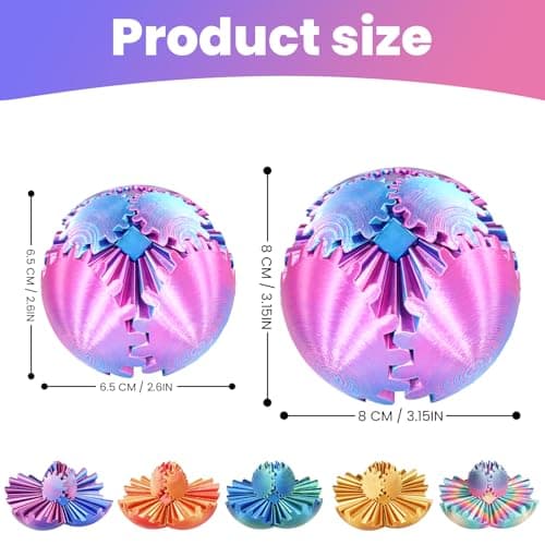 Gear Ball, 3D Printed Gear Sphere Fidget Toy, Sensory Stress Relief Ball for Kids and Adults, ADHD Autism Desk Toy Stocking Stuffer Unique Fun Office White Elephant Gift (Light Purple, 2.6 inches) — view 4