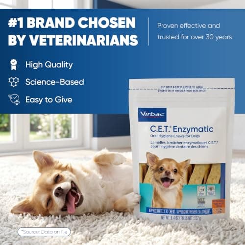 Virbac C.E.T.® Enzymatic Oral Hygiene Chews for Dogs, X Small - Plaque & Tartar Control - Single Layer Beefhide with Exclusive Dual-Enzyme System & Tasty Chicken Flavor - Easy to Give Dog Dental Chew — view 6