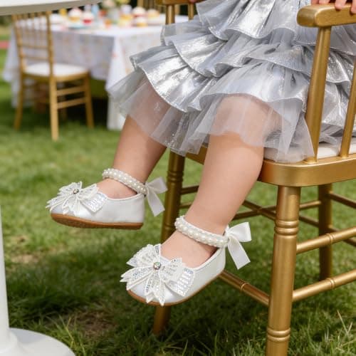 Baby Princess Shoes Mary Jane Infant First Walkers Shoes with Bow & Pearl — view 2