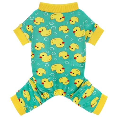 Paiaite Dog Pajamas Onesie: Comfortable Four-Legged Apparel for Small, Medium, & Large Dogs, Polyester Material for Comfort, Wrinkle Resistance, Moisture Wicking, and Stretchiness Yellow Duck M