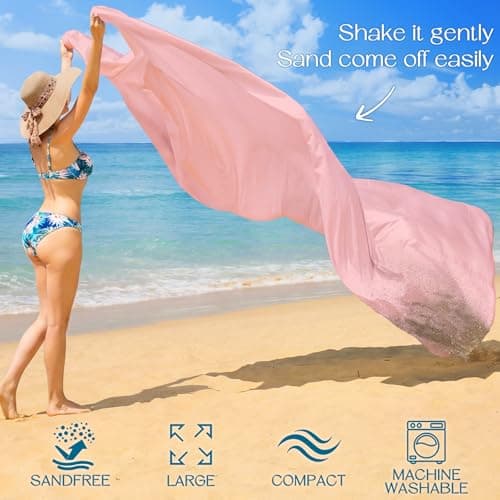 BYDOLL Beach Blanket Waterproof Sandproof Large Sand Free, 78''X110'' Oversized Sandless Lightweight Blanket Picnic Mat for Beach Travel Camping Hiking with Stakes — view 2