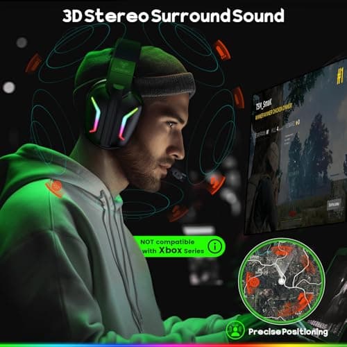 WESEARY Wireless Gaming Headset for PS5, PS4, PC, Switch & Mac, 20ms Ultra-Low Latency, 2.4GHz USB & Bluetooth 5.4 Gaming Headphones with Mic, 50H Battery Life, 3D Spatial Audio, Dynamic Lighting — view 2