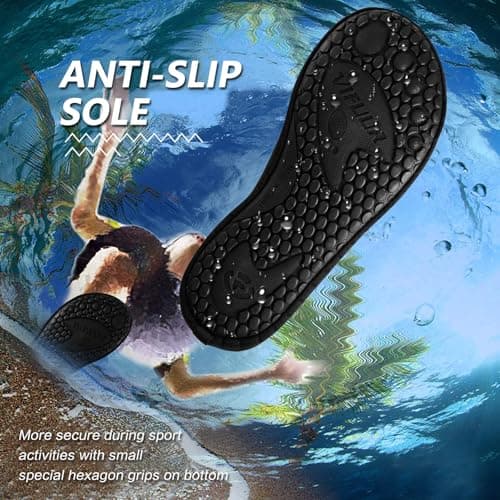 VIFUUR Water Sports Shoes Barefoot Quick-Dry Aqua Yoga Socks Slip-on for Men Women A Black 40-41 — view 3