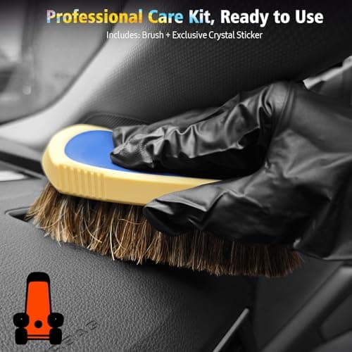 YeewayVeh Horse Hair Leather Cleaning Brush - Upgraded Long Bristle Car Leather Brush with 360° Soft Grip, for Car Interior Seats, Sofa, Upholstery & Furniture Care — view 5