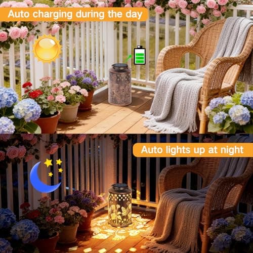 OUTONLIFE Butterfly Outdoor Solar Lanterns, Waterproof Metal Hanging Solar Lights for Outside Yard, Garden, Patio, Lawn, Pathway Decorations, Mother Day Brithday Gifts for Mom Grandma Women — view 4