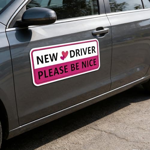 Hwanzen Premium Student Driver Car Magnet, 3-Pack Cute New Driver Sticker Decor, Safety Warning Auto Decal, Ideal New Driver Gifts for Beginner Teen Drivers (Pink) — view 4