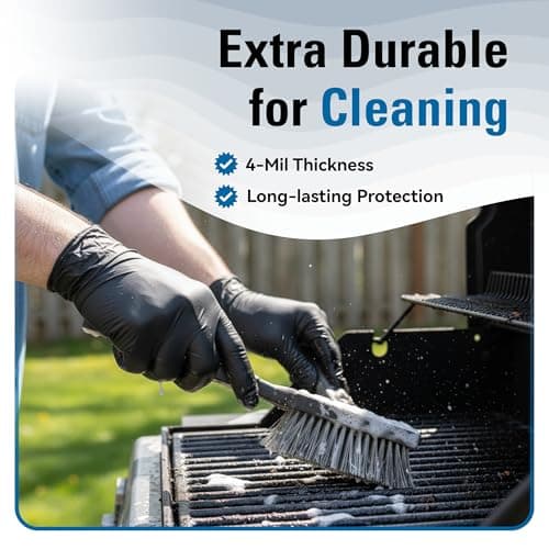 SWIFTLITE Nitrile Gloves Disposable Latex Free, 4 Mil Black Food Grade Powder Free Rubber Gloves for BBQ, Cooking, Cleaning (100, Large) — view 2