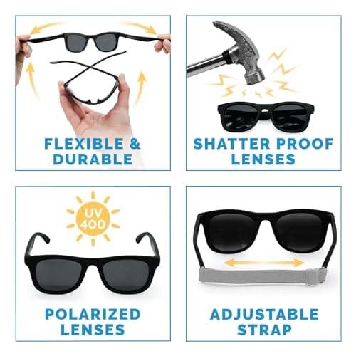 Jan & Jul Polarized Baby Sunglasses with UVA UVB Protection (S: 6 Months-2 Years, Black) — view 2