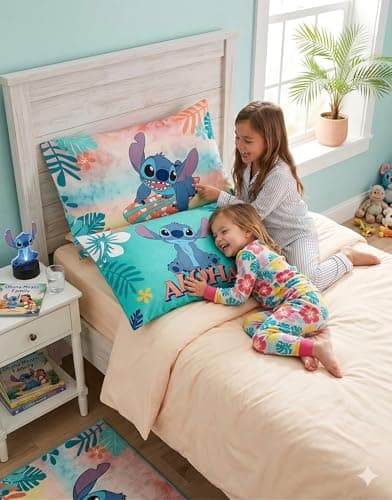 Lilo & Stitch Pillowcase 2 Piece Set Island Design Microfiber Standard Size Pillow Covers for Kids Bedroom & Nursery — view 2