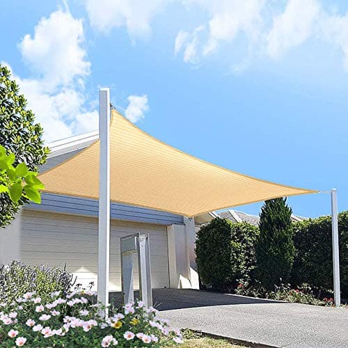 HOMA 11' x 15' Beige Rectangle Sun Shade Sail Canopy, 95% UV Blockage Awning Shelter Fabric Cloth Screen for Patio Outdoor Backyard - Heavy Duty Commercial Grade (Custom Size - Made in USA)