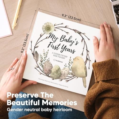 First 5 Years Baby Memory Book Girl, Boy - 90 Pages Hardcover First Year Milestone Keepsake Book, Newborn Scrapbook for New Parents, Minimalist Photo Album Journal, Gift for Baby Shower (WonderLand) — view 3