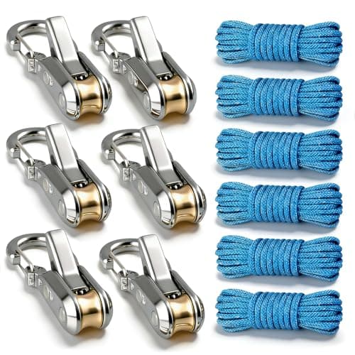 6 Pack Rope with Roller Tensioner for Easy and Secure Tying,2026 New Heavy Duty Retractable Buckle Rope with Accessory Cord for Camping Boating Home Storage Outdoor Use