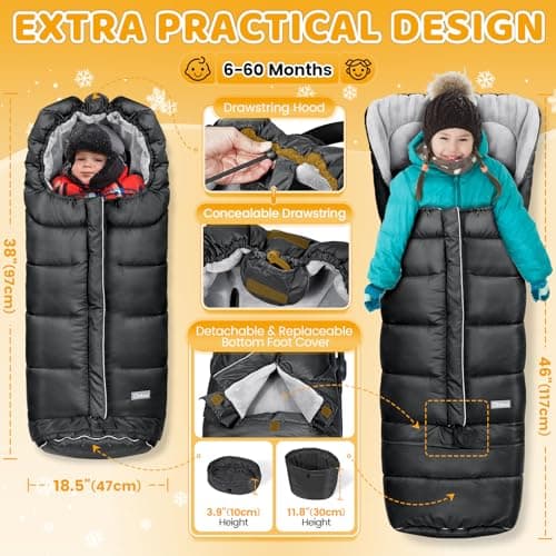 Orzbow Stroller Bunting Bag with Extended Footmuff, Weather-Proof, Warm