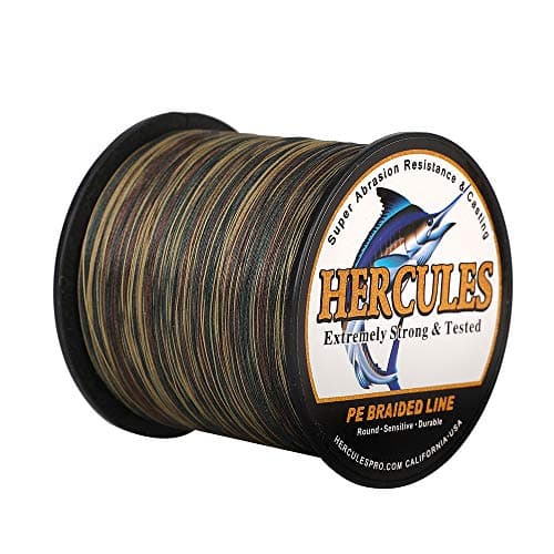 HERCULES Super Strong 300M 328 Yards Braided Fishing Line 100 LB Test for Saltwater Freshwater PE Braid Fish Lines 4 Strands - Camouflage, 100LB (45.4KG), 0.55MM