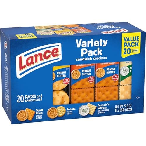 Lance Sandwich Crackers, Variety Pack, 3 Flavors, 20 Individually Wrapped Packs, 6 Sandwiches Each — view 8