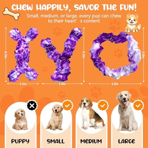 WOWBALA 3 Pack Dog Chew Toys for Aggressive Chewers,Indestructible Dog Toy for Medium Large Dogs, Chew Toys to Keep Dogs Busy,Super Chewer with Tough Nylon, Reduce Boredom & Anxiety（Bacon Flavored） — view 5