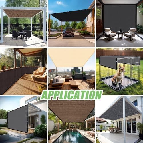 BELLE DURA 90% Outdoor Sun Shade Cloth, 6'×8' Pergola Shade Cover with Grommets, Privacy Screen Sunshades for Patio Garden Backyard Plant, Mocha — view 6
