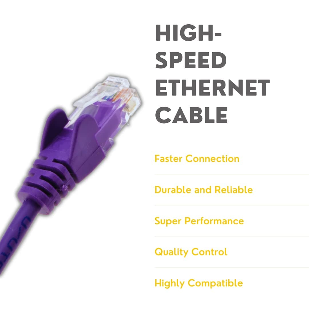 10m-20m Cat5e (enhanced) High Speed Ethernet Cable – Lan Network Cable with RJ45 Connector Lead – Ideal for Internet, Router, Modem, Smart TV, PC and Laptop – 10m Purple — view 2
