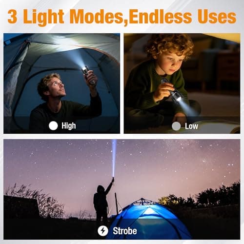 EverBrite Mini Flashlight, Zoomable LED Flash Light, 3 Modes, 3AAA Batteries Included, Handheld Small Flashlight for Camping, Emergency, Home – Black — view 2