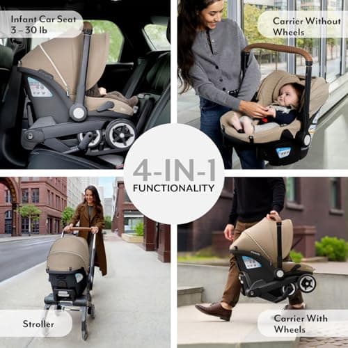 Evenflo Shyft DualRide Infant Car Seat Stroller Combo w Carryall Storage and Green & Gentle Fabric (Agate) — view 2