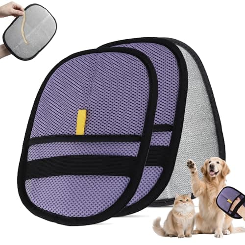 Purple Pet Hair Removal Gloves 2 Pack Reusable Pet Hair Remover for Dog Cat