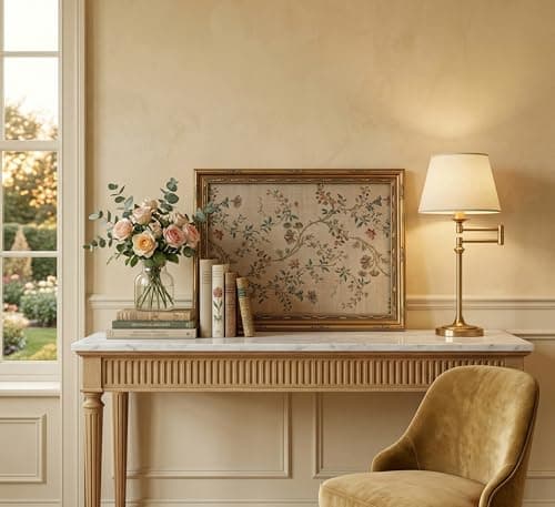 Vintage gold framed Floral Vine wall art Retro Beige Botanical Painting Canvas Prints Elegant Antique Flower French Leaf Wall Decor for Farmhouse Bedroom Living Room Home Decration 9x11in — view 8