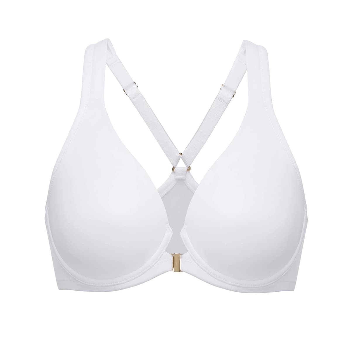 Delimira Women's Front Fastening Bras Seamless Unlined Racer Back Plus Size Underwired Plunge Bra — view 28